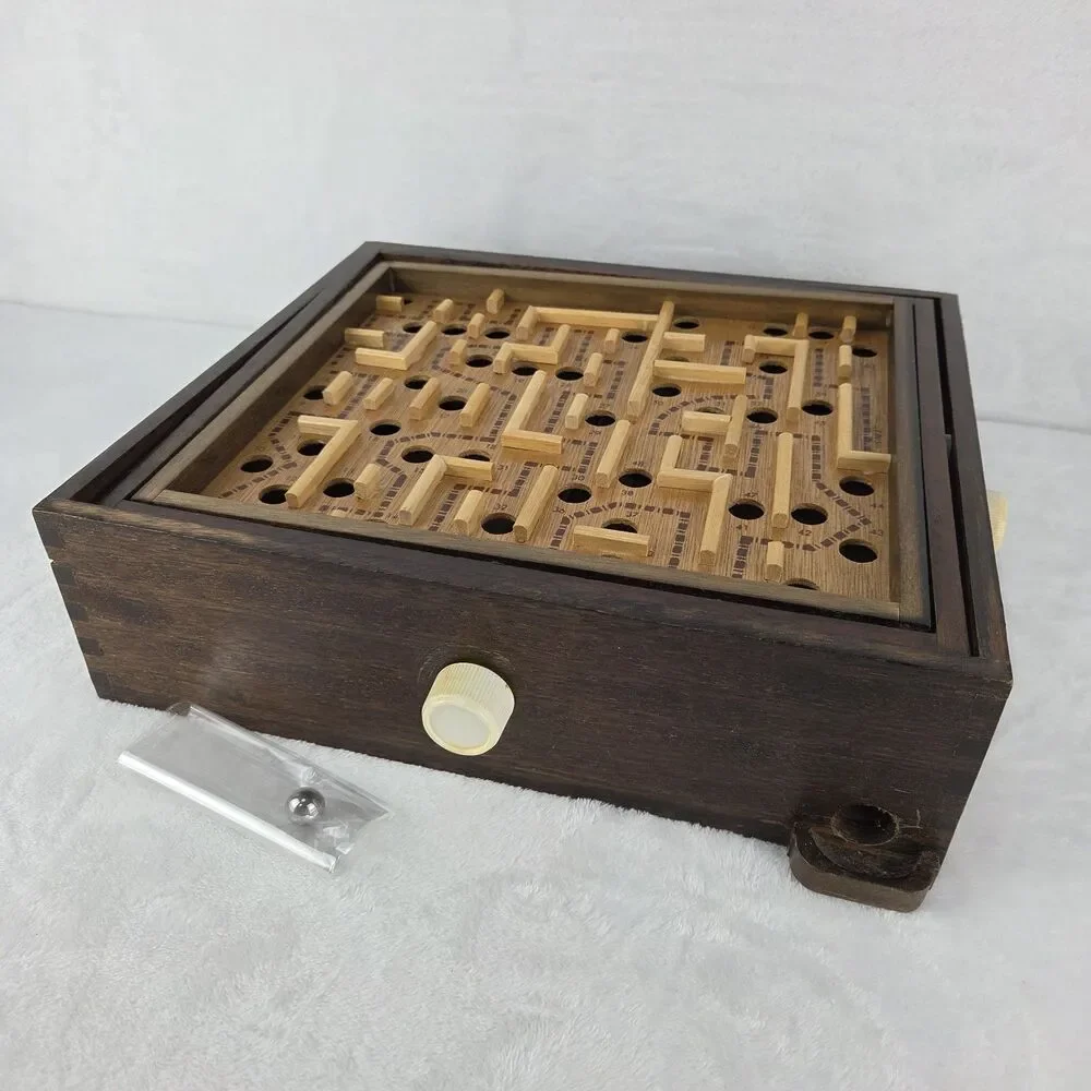 Vintage Cardinal Wooden Labyrinth Marble Maze Game Complete With 1 Steel Ball